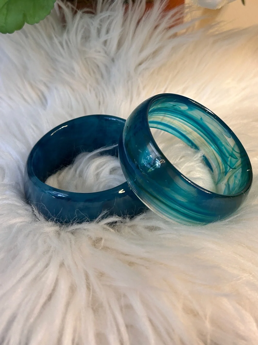 Blue Swirl Resin Bangle Bracelet - Brand Unknown